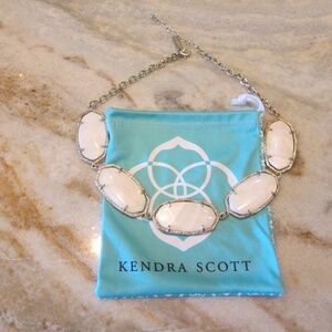 Kendra Scott Valencia Statement Necklace Gold Tone White Mother of Pearl + Pouch